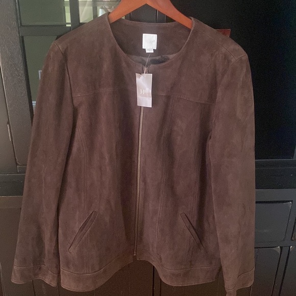 JJill Genuine Suede Leather Zippered Jacket - Picture 2 of 11